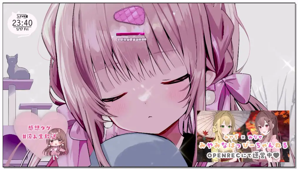涼花みなせ[ 杂谈] Nico[2025.01.17]お耳ふさぎ＆無声音囁きで頭ぼーっとできる1時間♥️【ku100】 – 2025 1 17(金) 23 00開始 – ニコニコ生放送插图